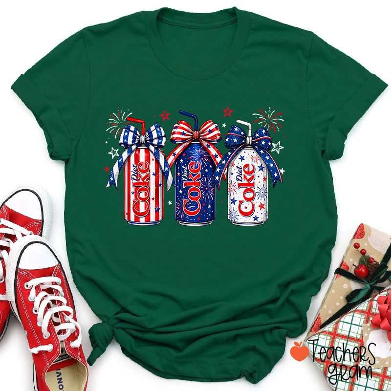 4th Of July Coquette Bow Coke Lover Teacher T-Shirt
