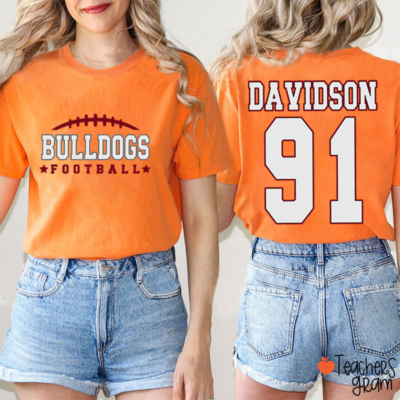 Personalized Name And Sport Number Teacher Two Sided T-Shirt
