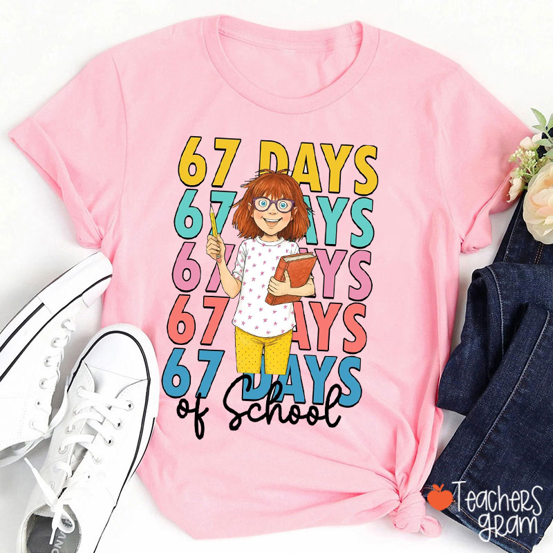 67 Days Of School Little Girl Teacher T-Shirt