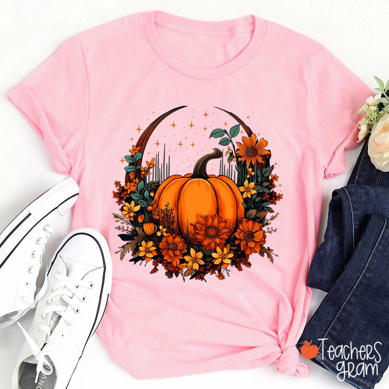 Fall Vibes Pumpkin Teacher T-Shirt