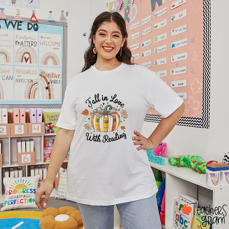 Fall In Love With Reading Autumn Teacher T-Shirt