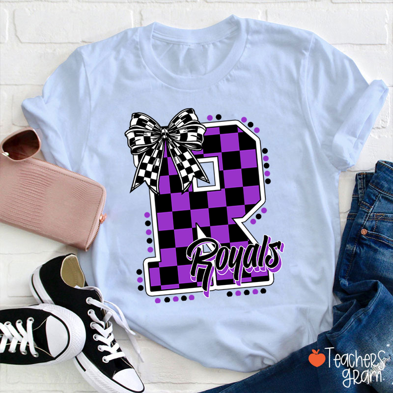 Personalized Mascot Checkered Print Teacher T-Shirt