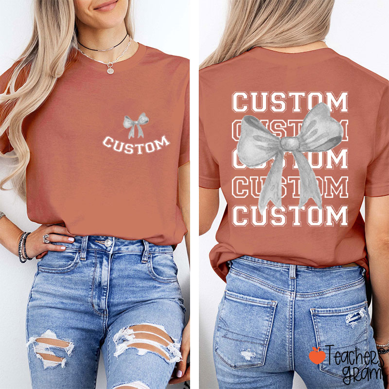 Personalized Bow Tie Team Teacher Two Sided T-Shirt