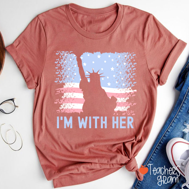 America Flag I'm With Her Teacher T-Shirt