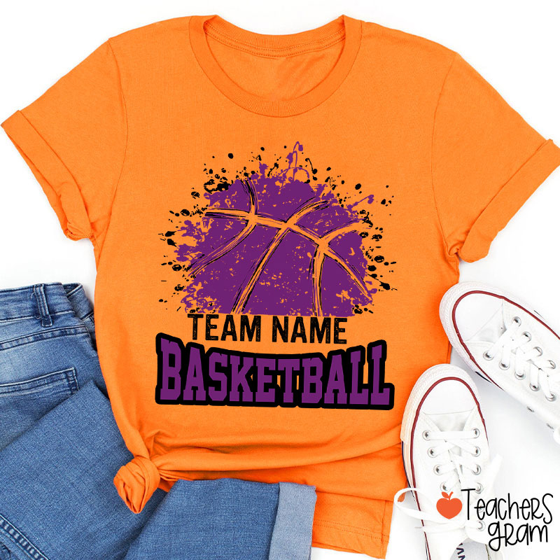 Personalized Team Name And Sport Splash Effect Teacher T-Shirt