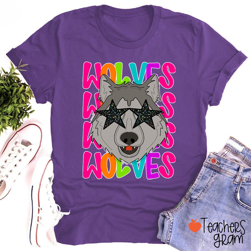 Personalized Mascot Star Glasses Teacher T-Shirt