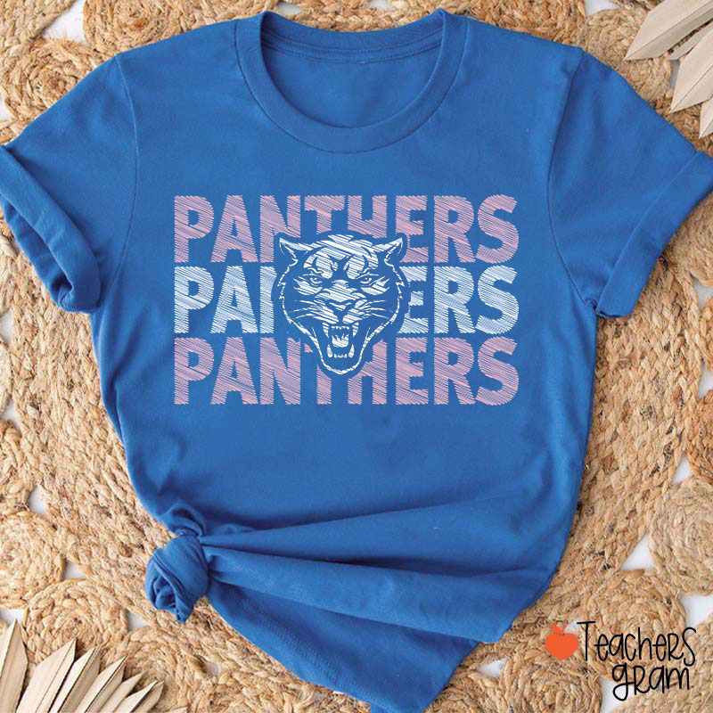 Personalized Mascot School Spirit Sketch Brushstrokes Teacher T-Shirt