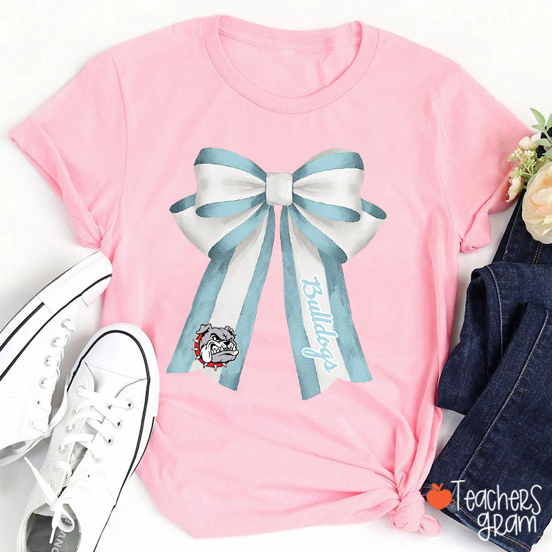 Personalized Mascot Coquette Bow Teacher T-Shirt
