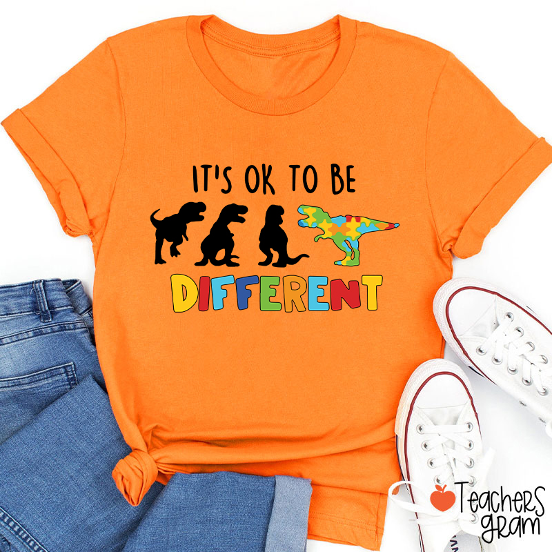 Dinosaur It's Ok To Be Different Teacher T-Shirt