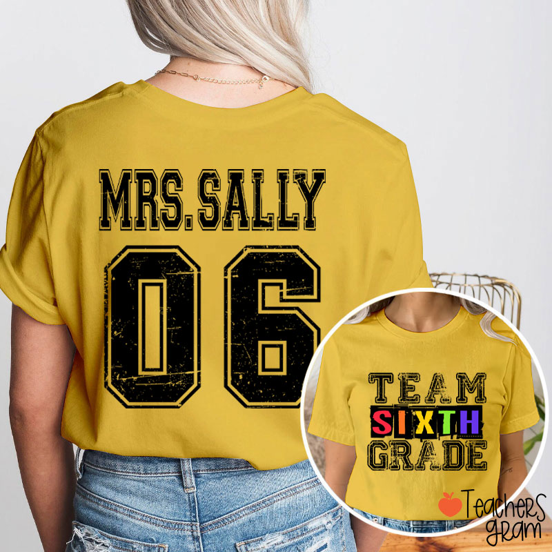 Personalized Grade Comfort Colors Team Teacher Two Sided T-Shirt