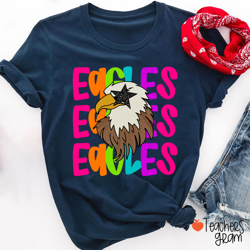 Personalized Mascot Star Glasses Teacher T-Shirt