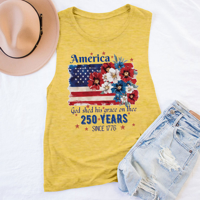 America God Shed His Grace On Thee 250 Years Since 1776 Teacher Tank Top