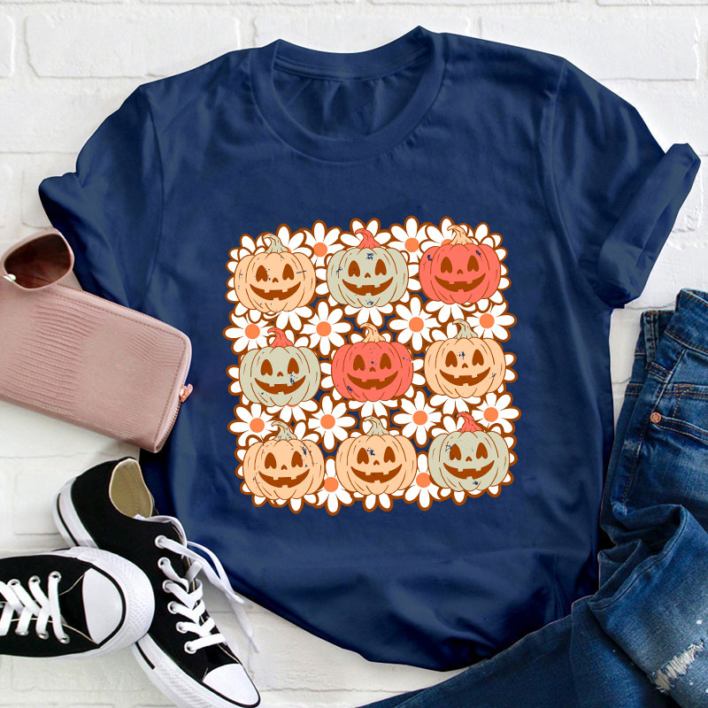 Daisy Pumpkin Teacher T-Shirt