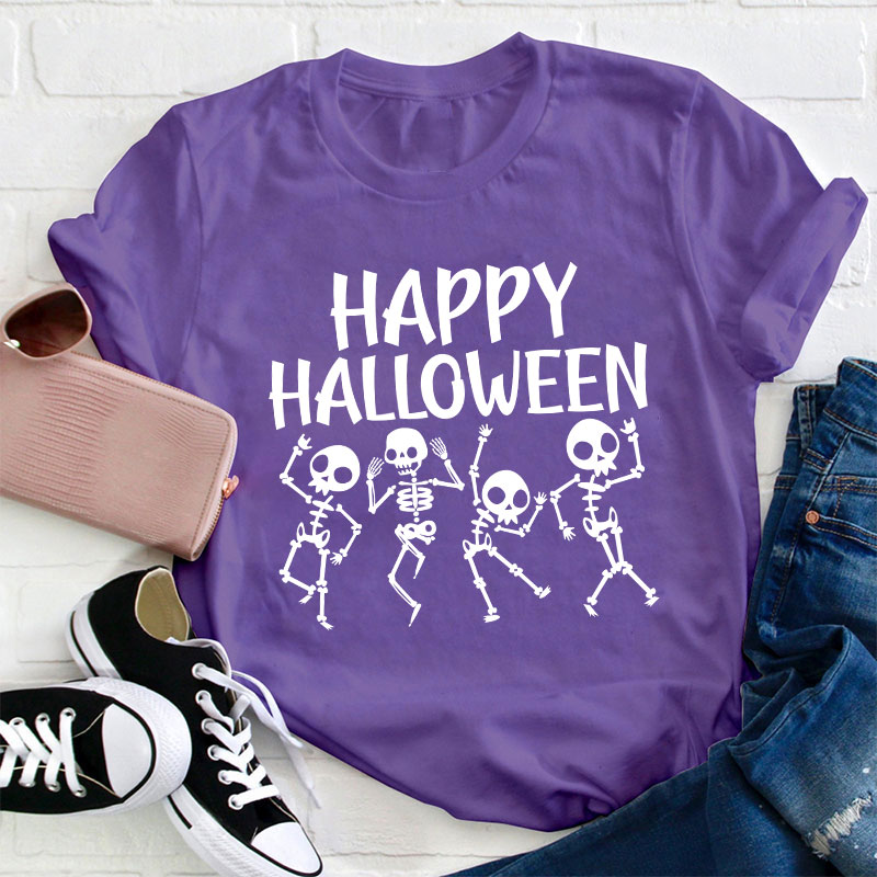 Happy Halloween Dancing Skeleton Teacher T-Shirt