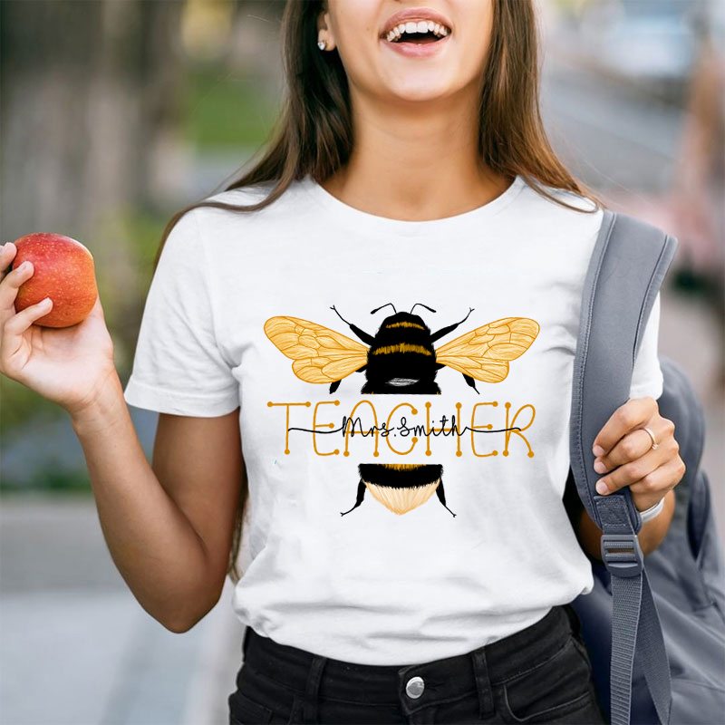 Personalized Name Bee Kind Teacher T-Shirt