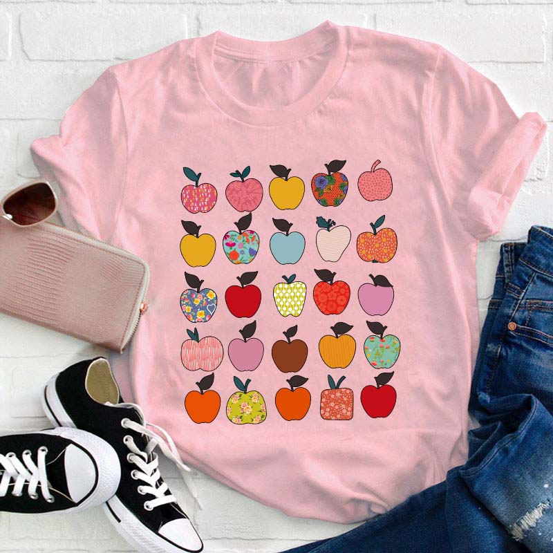 Folk Art Apples Teacher T-Shirt