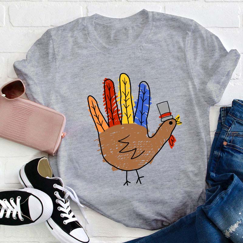 Hand Painted Turkey Teacher T-Shirt