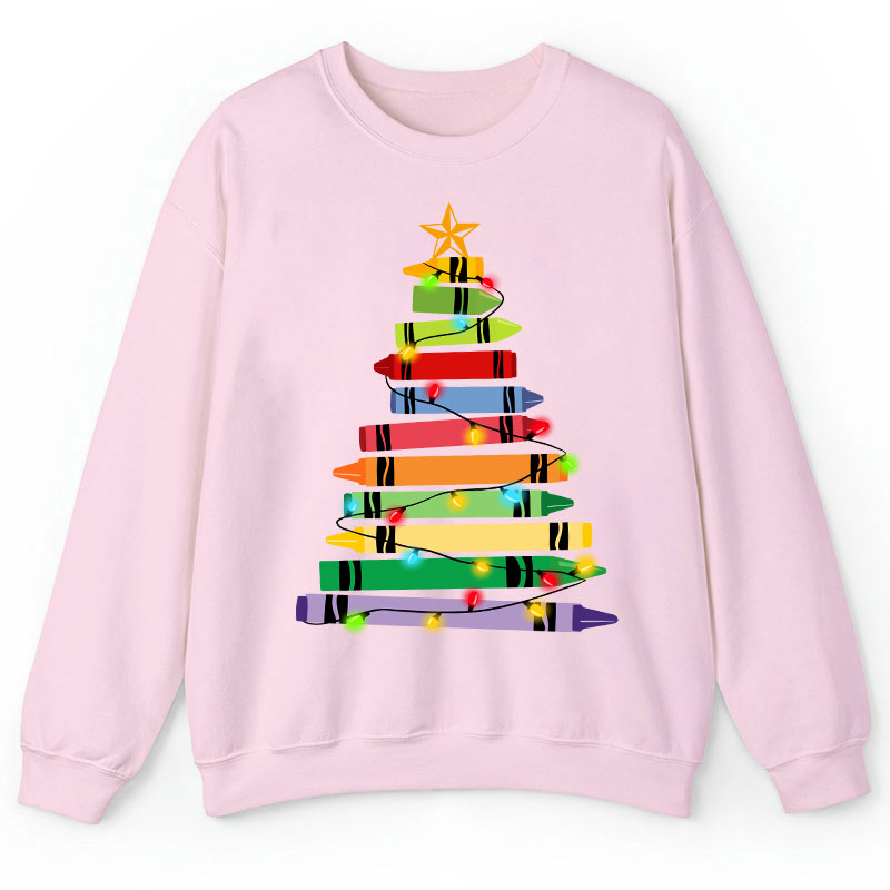 Crayons Tree Colored Ligths Teacher Sweatshirt