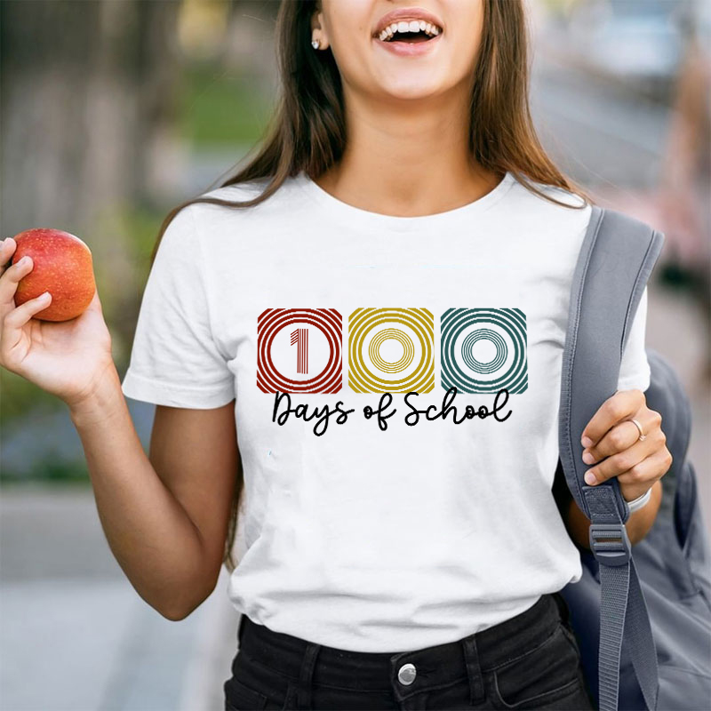 100 Days Of School Line Pattern Teacher T-Shirt
