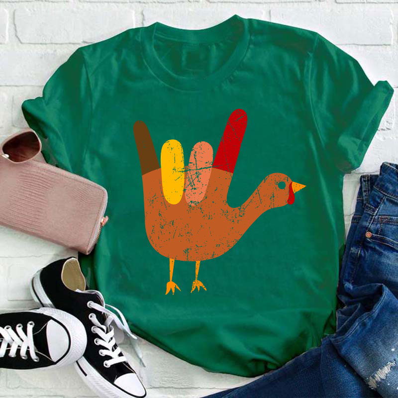Love Peace And Turkey Teacher T-Shirt