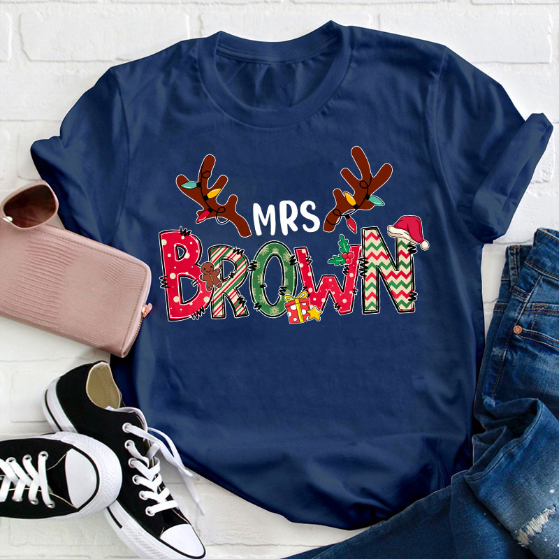 Personalized Santa's Favorite Christmas Teacher T-Shirt