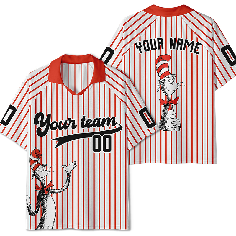 Personalized Cartoon Cat Team Teacher Collar Jersey