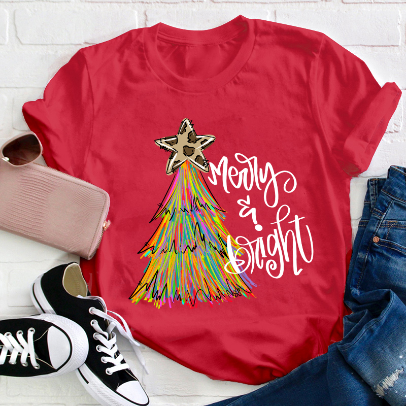 Merry And Bright Teacher T-Shirt