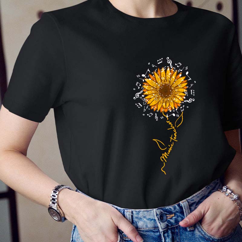 Music Teacher Sunflower Teacher T-Shirt