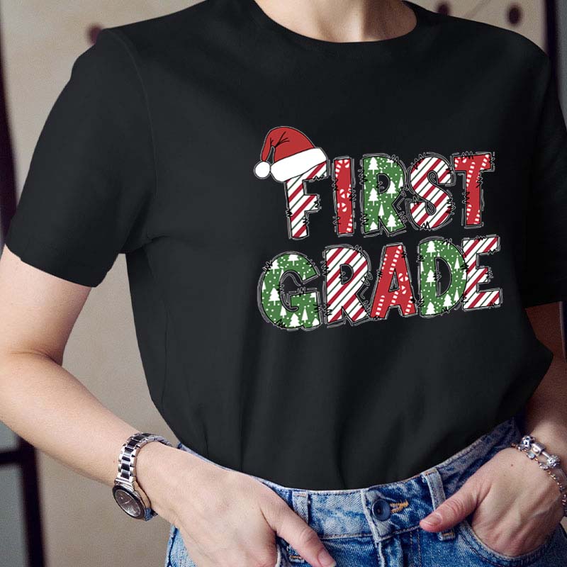 Personalized Grade Christmas Crew Teacher T-Shirt