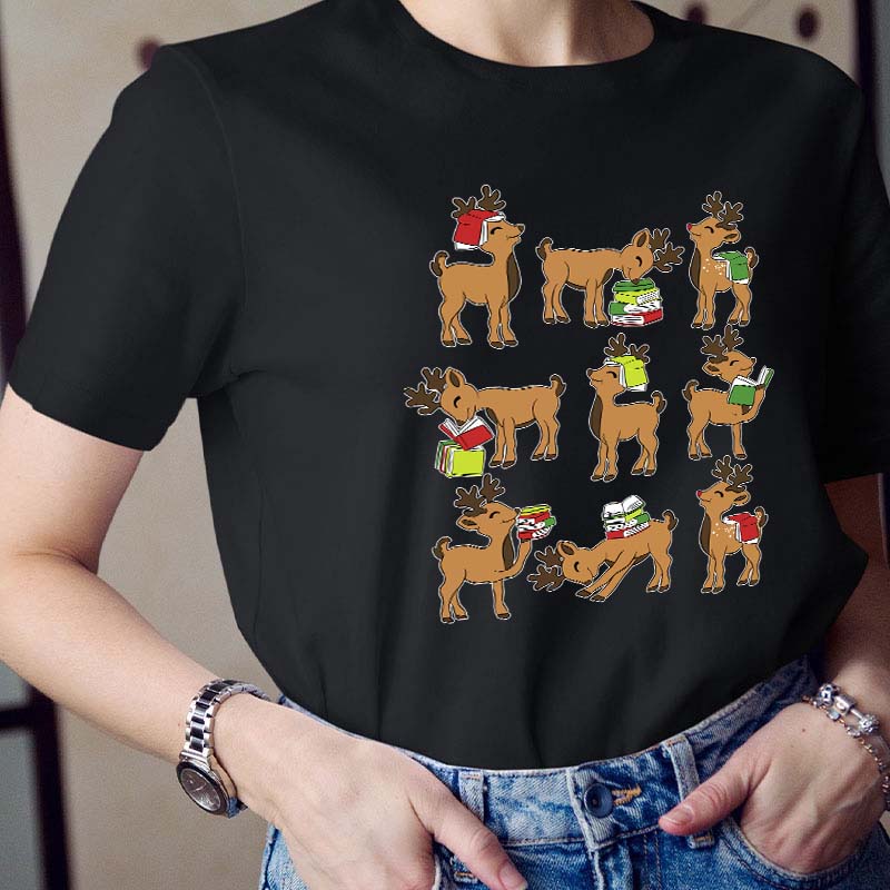 Reindeer Reading Teacher T-Shirt