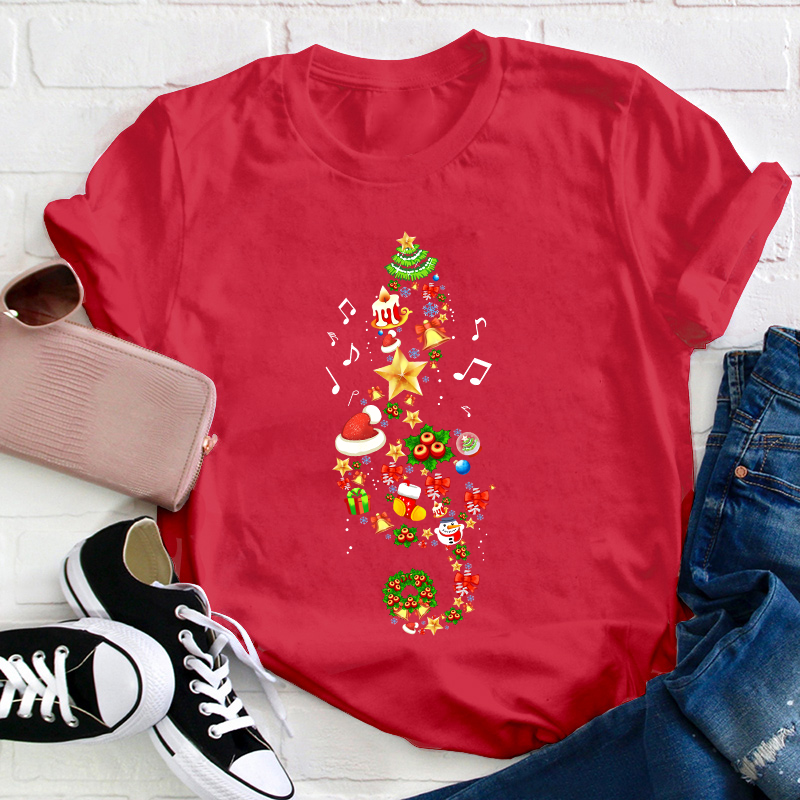 Christmas Tree With Music Notes Teacher T-Shirt