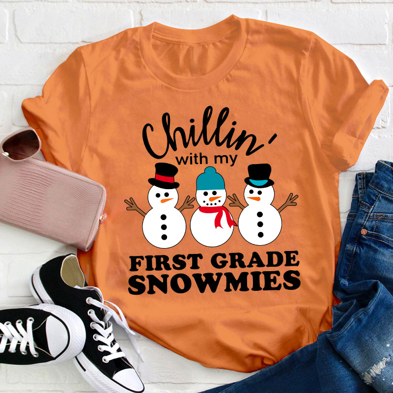 Personalized Grade Chillin' With My Snowmies Teacher T-Shirt