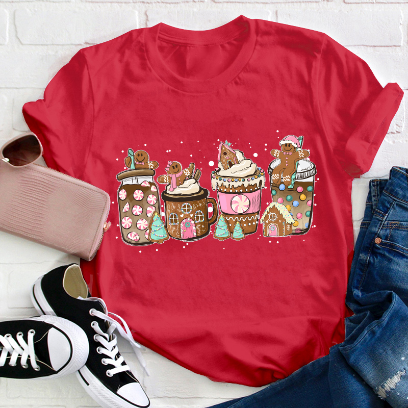 Gingerbread Christmas Coffee Christmas Teacher T-Shirt