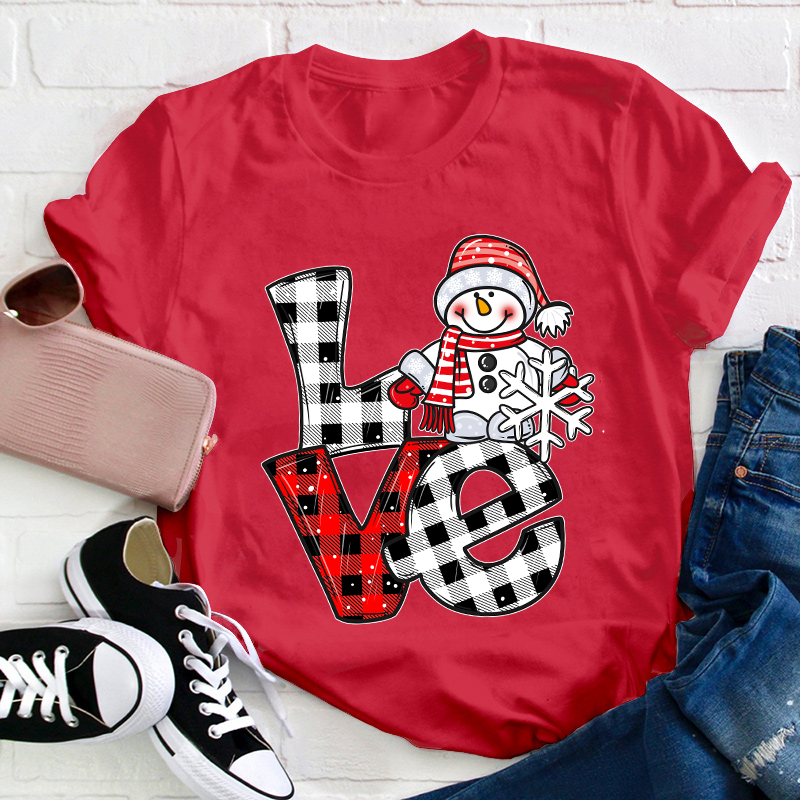 Love Cute Snowman Teacher T-Shirt