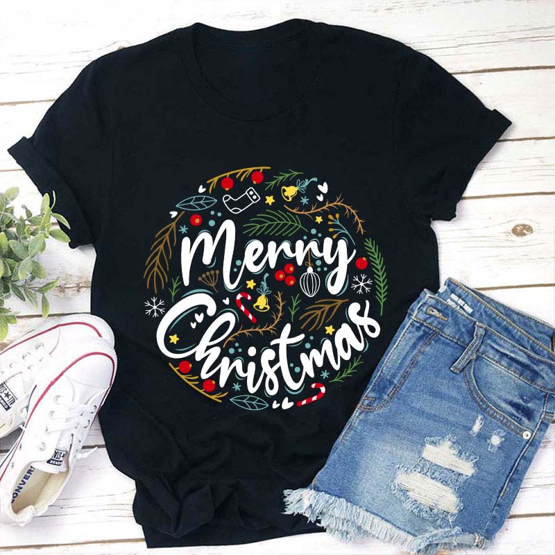 Ho Ho Merry Christmas Teacher T-Shirt Sale-Teachersgram
