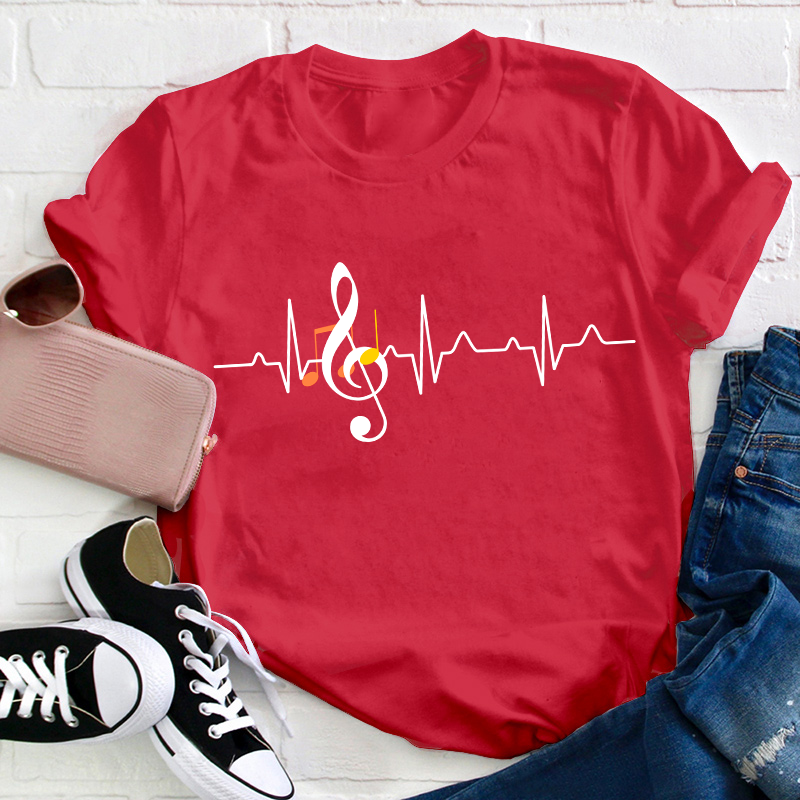 Music Stirs My Heartbeat Teacher T-Shirt