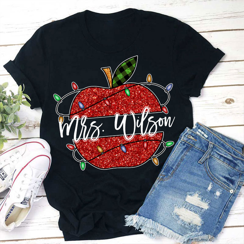 Personalized Shining Apple Teacher T-Shirt