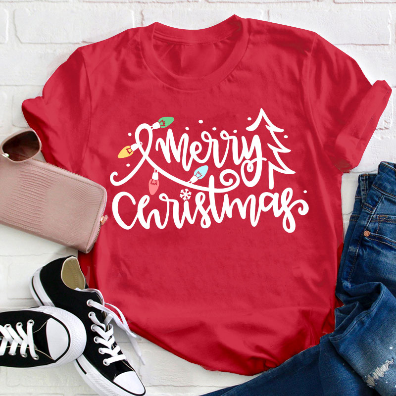 Merry Christmas Lights Teacher T-Shirt