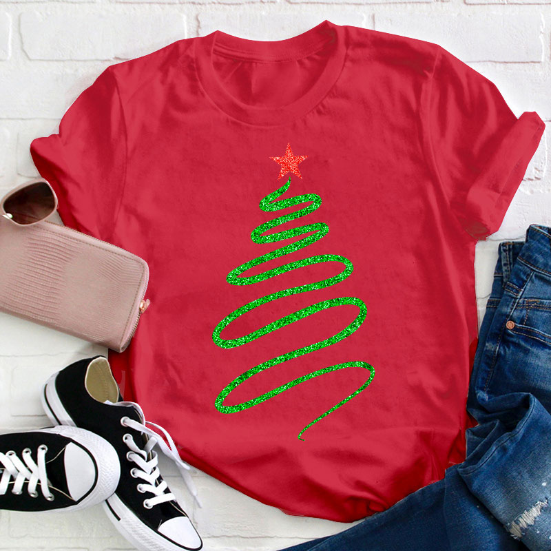 Draw A Sparkling Christmas Tree Teacher T-Shirt