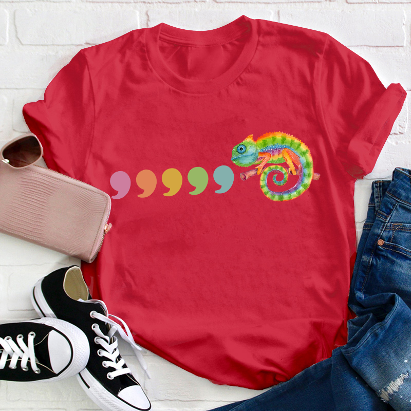 Comma Comma Chameleon Teacher T-Shirt Sale-Teachersgram