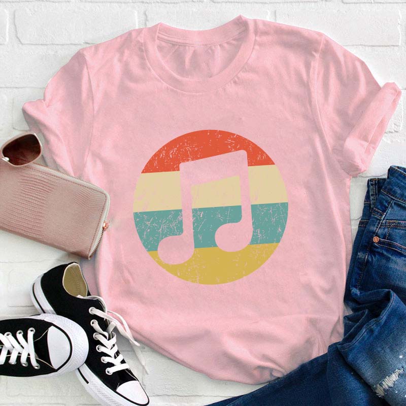 Retro Musical Notes Teacher T-Shirt