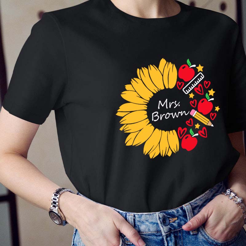 Personalized Sunflower Teacher Life Teacher T-Shirt