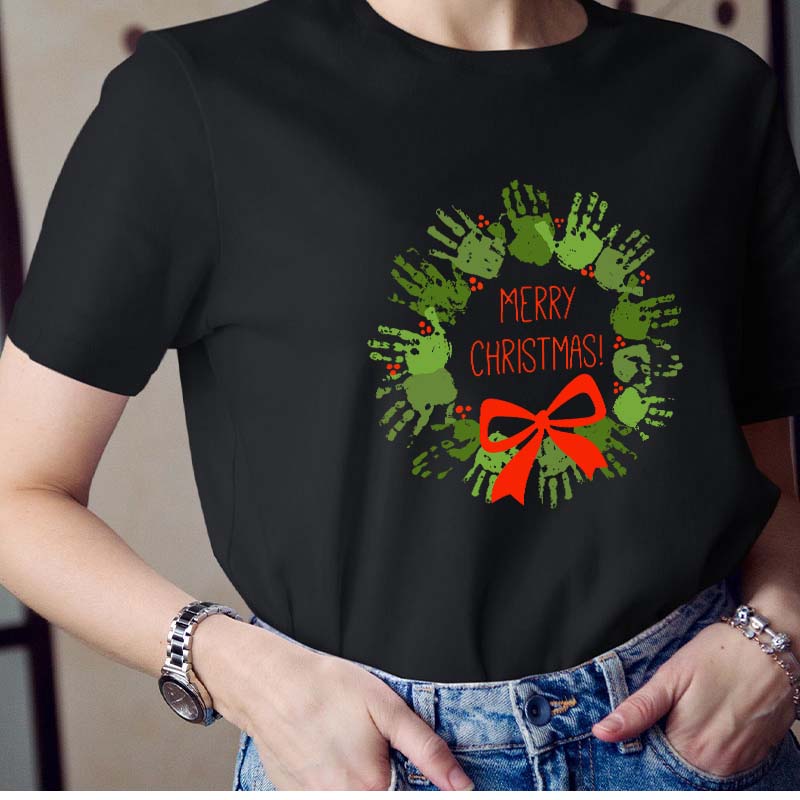 Cute Hands Merry Christmas Teacher T-Shirt