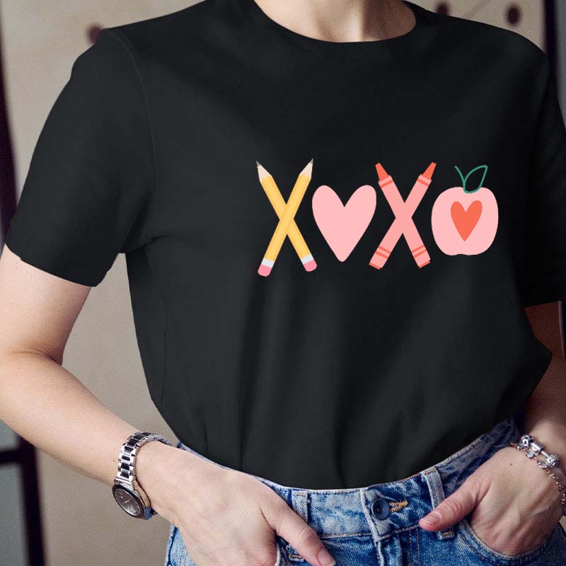 Pencil Crayon Apple Teacher T-Shirt