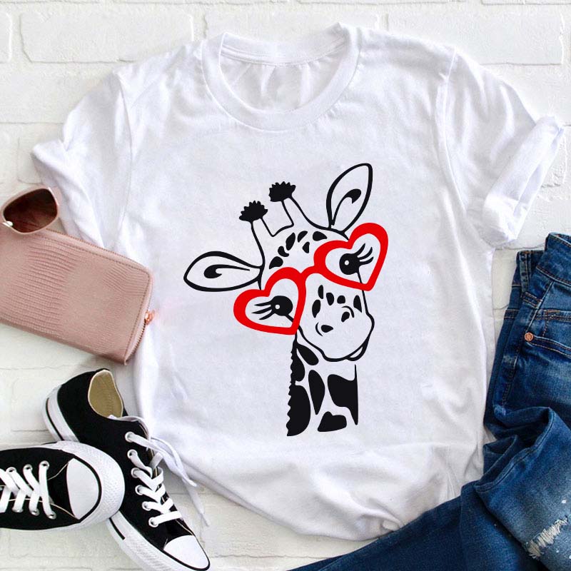 Cute Giraffe Teacher T-Shirt Sale-Teachersgram