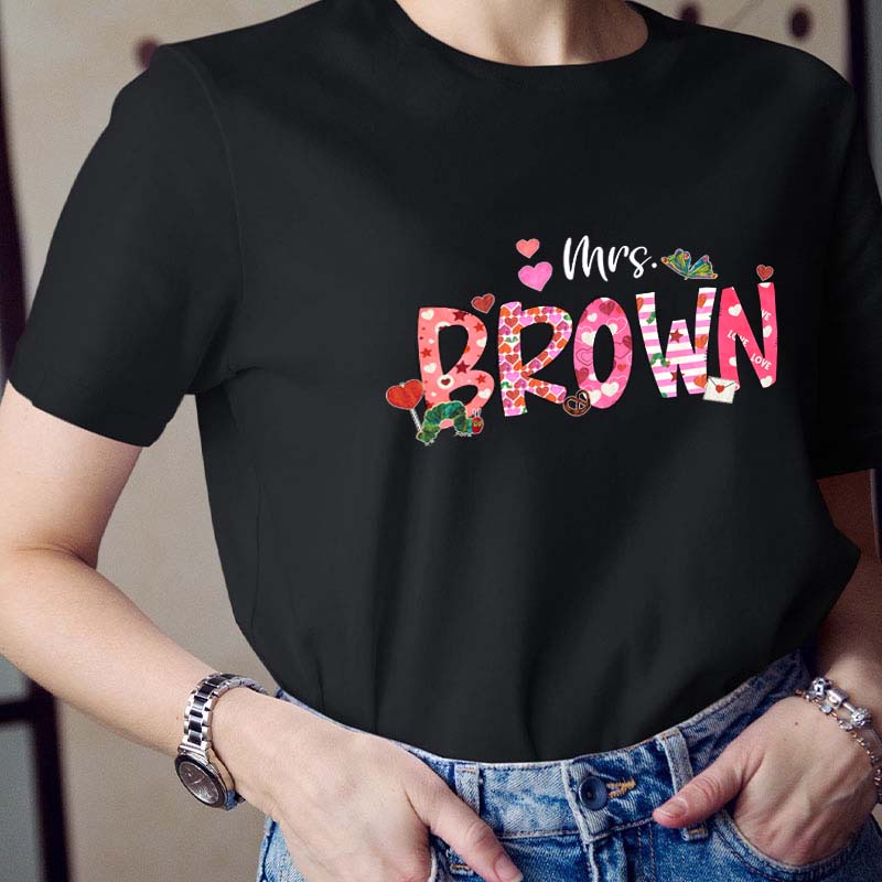 Personalized You Makes My Heart Flutter Butterfly Teacher T-Shirt