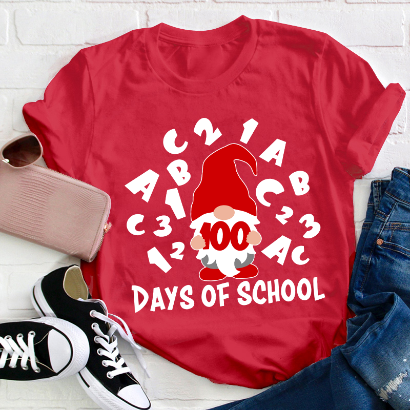 100 Days Of School Gnome Teacher T-Shirt