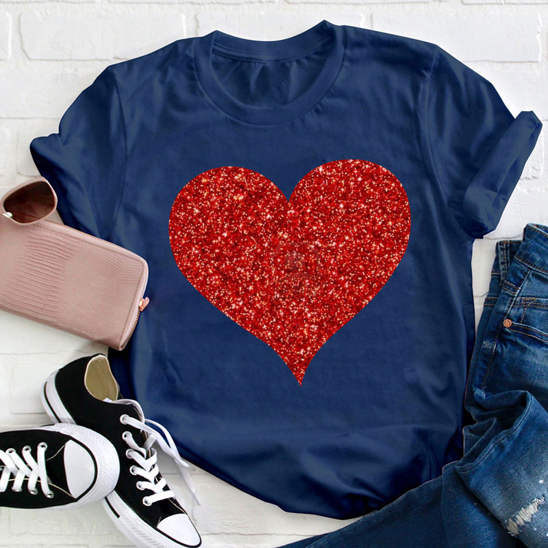 Glitter Heart Teacher T-Shirt