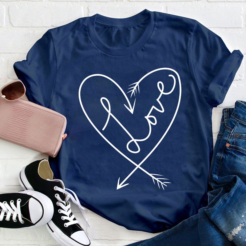 Love Heart Valentines Teacher T-Shirt
