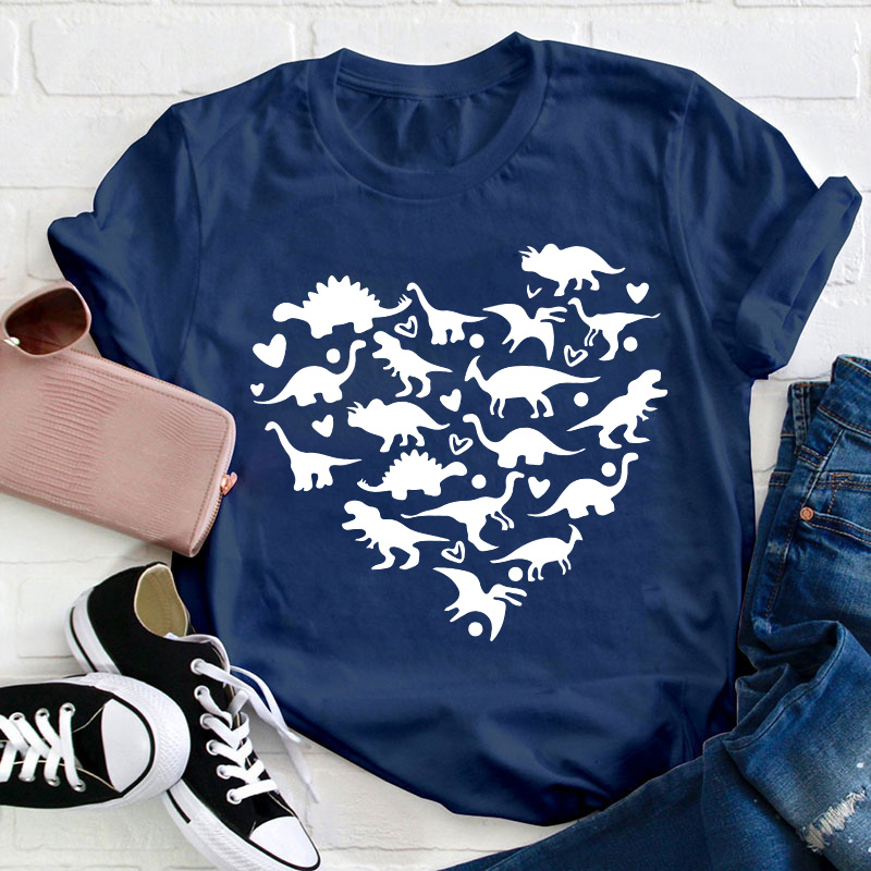 Dinosaur Heart Teacher T-Shirt